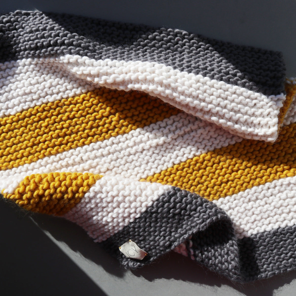 Grey Mustard Blankets Herringbone Heavy Throw Luxury Space Dyed