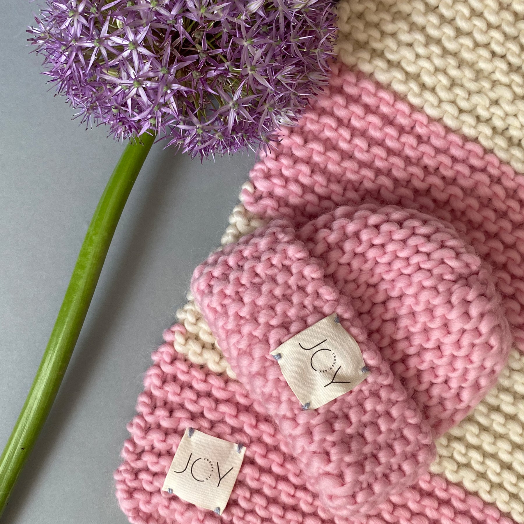 Hand Knitted Baby Blanket Baby Pink Cream – Joy Twenty Six